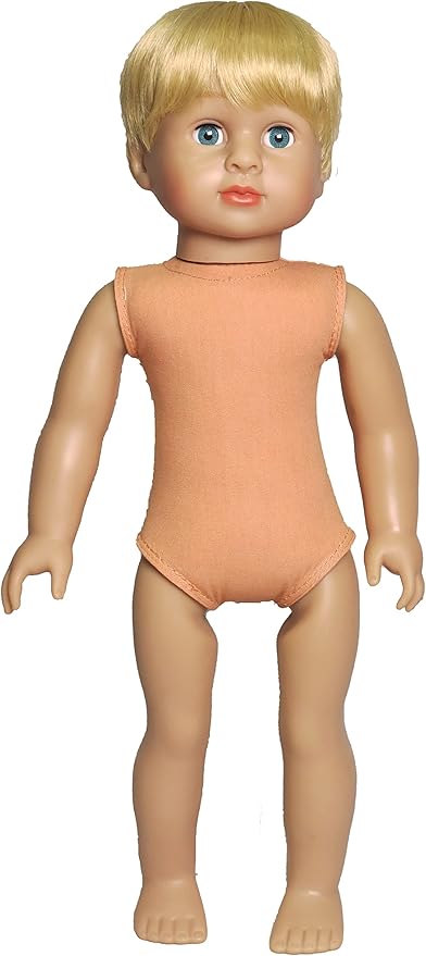 American Fashion World 18-Inch 'Caden' Blonde Hair Vinyl Posable Boy Doll with Dark Blue Eyes | Undressed Doll | Premium Quality & Design