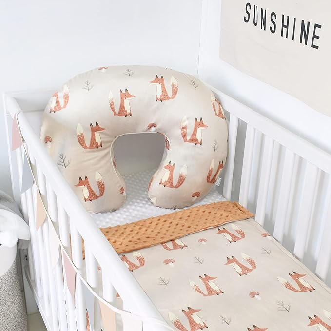 iEvolve Minky Nursing Pillow Cover Breast Feeding Pillow Cover Slipcover U Shape for Baby Boy Girl,Cover Only(Fox)