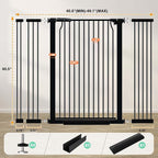 40.5" Extra Tall Baby Gate for Doorways, 40.6"-49.1" Extra Wide Pet Gate No Drill, 1.37" Narrow Space Puppy Dog Barrier Indoor, Metal Safety Child Gate for Stairs Hallway Black