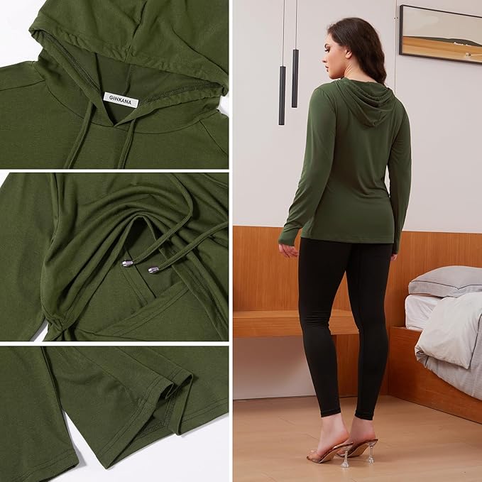GINKANA Women's Nursing Hoodie Sweatshirt Long Sleeves Breastfeeding Maternity Tops Casual Clothes