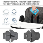 INFANS High Chair for Babies & Toddlers, Foldable Highchair with Multiple Adjustable Backrest, Footrest and Seat Height, Removable Tray, Detachable PU Leather Cushion, Built-in Rear Wheels (Dark Grey)