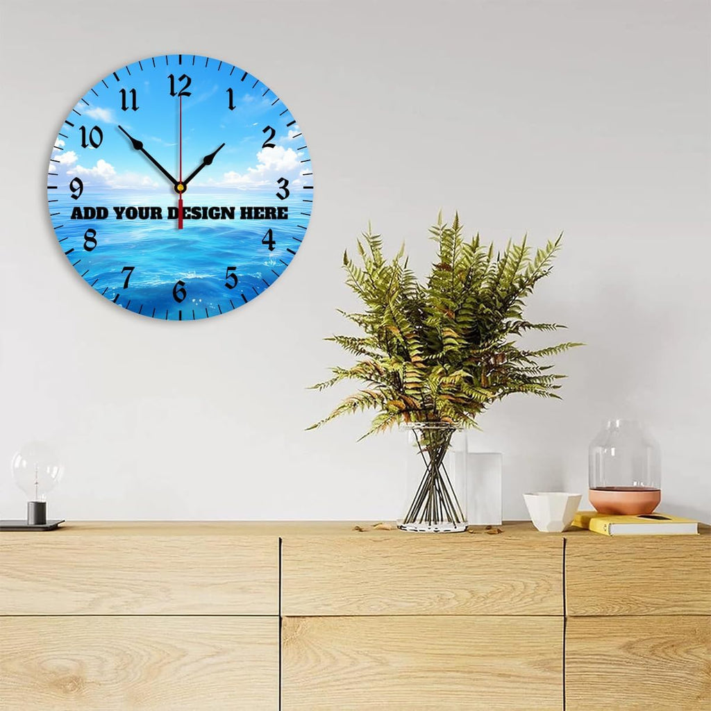 Generic Custom Wall Clock Personalized Clocks with Photo Text Logo Silent Non Ticking Round Decoration for Kitchen Family Friends Gifts, 12inch-30cm