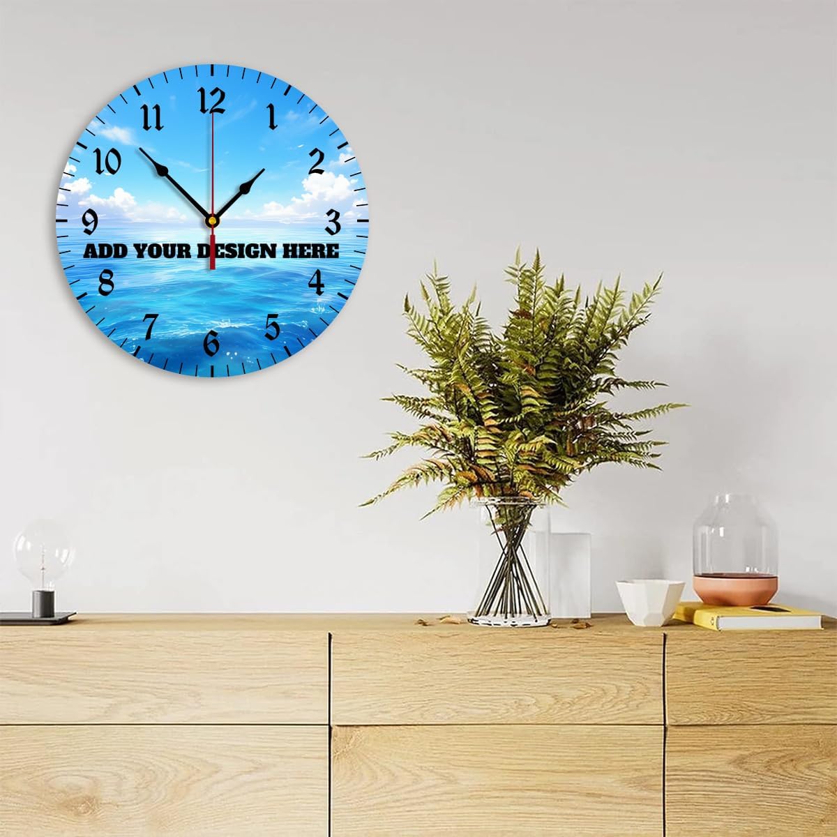 Generic Custom Wall Clock Personalized Clocks with Photo Text Logo Silent Non Ticking Round Decoration for Kitchen Wedding Friend Family Lover, 10inch-25cm