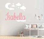 Custom Name with Moon Clouds and Stars Nursery Baby Name Wall Art Wall Decal for Nursery Bedroom playroom Decoration (Wide 40x40In Height), Wide 40Inx40In Height