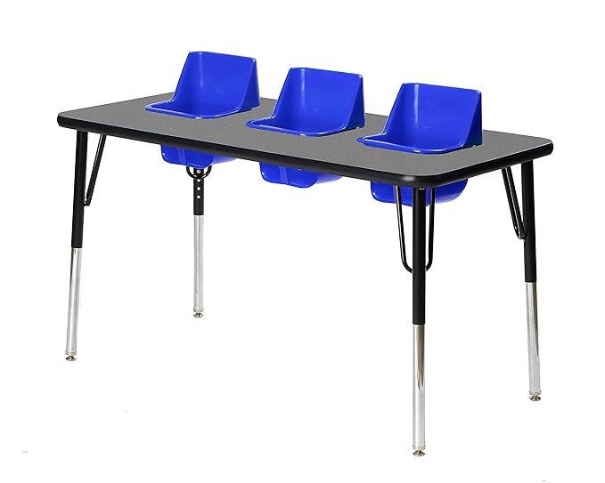 3-Seat Feeding Table (Glace Top, Blue Seats, Black T-Mold)