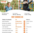 VEVOR Ninja Warrior Obstacle Course for Kids, 1 x 50 ft Weatherproof Slacklines, 500lbs Weight Capacity Monkey Line, Outdoor Playset Equipment, Backyard Toys Training Equipment Set with 10 Obstacles
