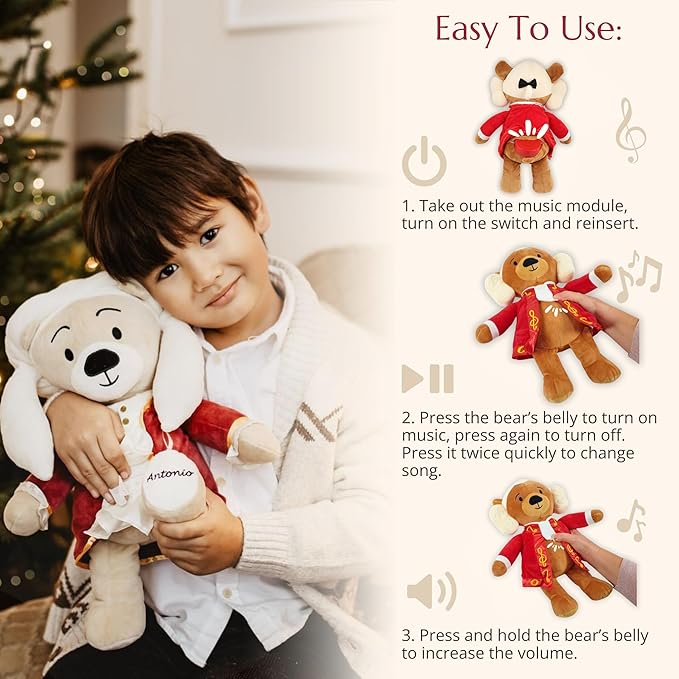 Vivaldi Virtuoso Bear – Dual-Mode Plush Toy with Music & Comfort Features, Plays 40 Mins of Classical Music & White Noise for Babies & Toddlers