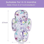 2 in 1 Infant Car Seat Insert, Car Seat Head Support Baby Girls Boys, Soft Newborn Carseat Insert Cushion, Perfect for Carseats, Strollers, Swings (Purple Flower)