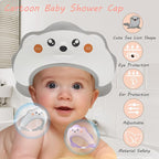 Baby Shower Cap, Baby Shower Cap Shield, Shower Cap for Kids, Visor Hat for Eye and Ear Protection for 0-9 Years Old Children, Cute Sea Lion shape Makes the Baby Bath More Fun (White)
