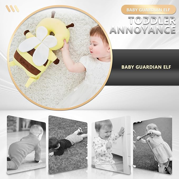 Baby Walker Head Protector Backpack Wear,Toddler Adjustable Baby Head Protection Backpack for Safety Baby Learning Walking Crawling (Bee)
