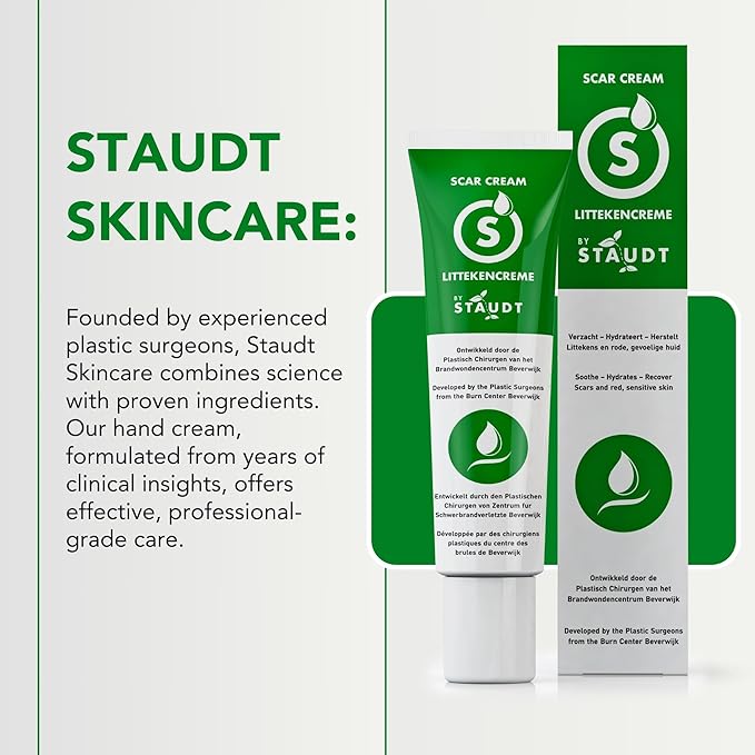 STAUDT Premium Scar Cream - advanced formula with Vitamin E, Honey, Hyaluronic Acid & Silicone - intensive healing of Old & New Scars, Surgical, Rashes, Acne, Burns, C-Section, Stretch Marks, Eczema