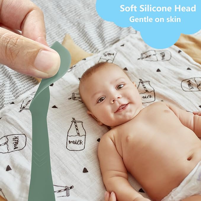 3-Pack Baby Diaper Cream Spatula - Baby Diaper Rash Cream Applicator for Butt Paste - Diaper Cream Brush for Newborn Essentials (grey, green, pink)