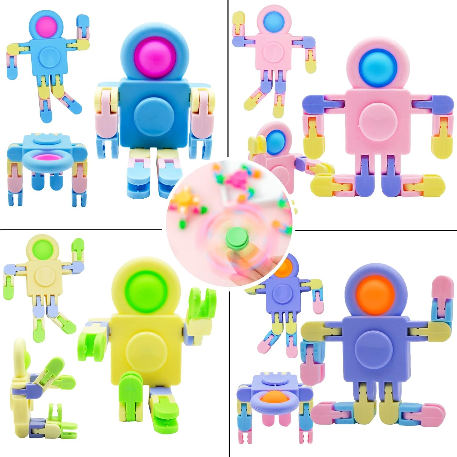 20 Pack Pop Fidget Spinners Party Favors,Sensory Fidget Toys Deformable Chain for Its Stress Relief,Pinata Goodie Bag Stuffers Birthday Valentines Day Gifts for Kids,Treasure Box Classroom Prizes