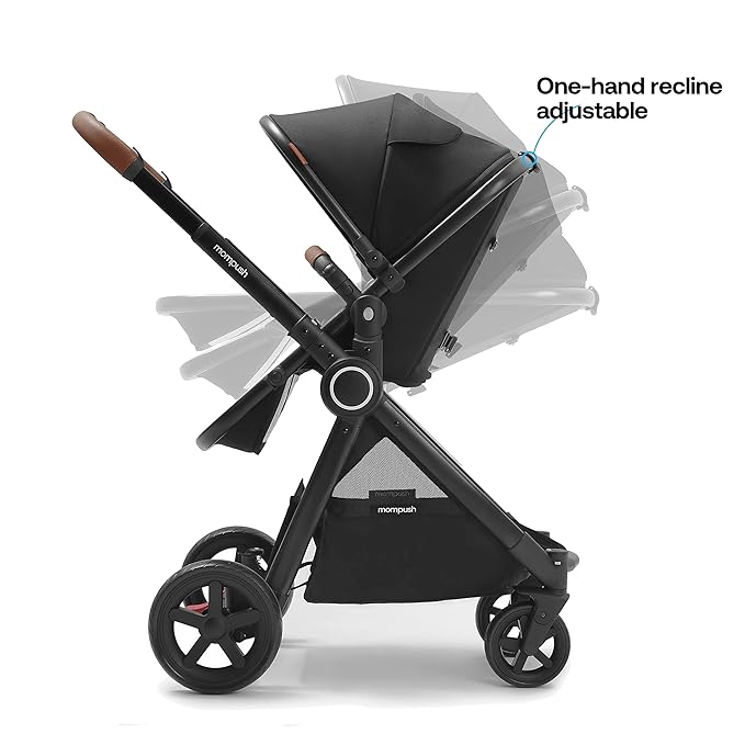 Mompush Ultimate2 Baby Stroller, Premium Convertible Full-Size Stroller for Toddler, Reversible Seat with One Hand Recline Adjustment, Car Seat Adapter Included