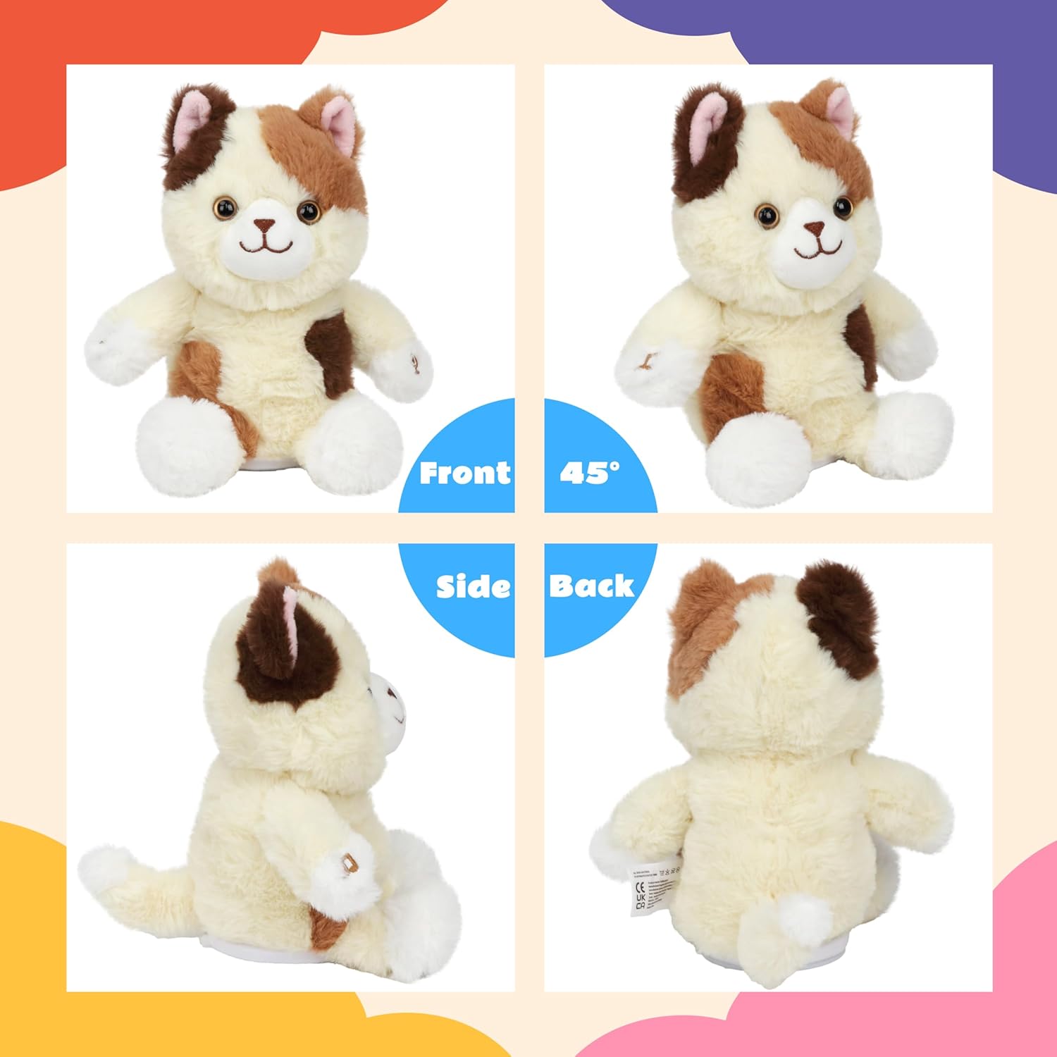 Cuteoy Talking Cat Repeat What You Say Musical Stuffed Animal Shaking Singing Plush Toy Electric Interactive Animated Kitten Plushies Gifts for Kids Girls Boys