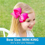 Wee Ones Girls' Plain Wrap Classic Grosgrain Hair Bows on a WeeStay No-Slip Hair Clip, Handmade, Mini King, Oatmeal