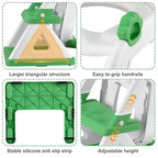2 In 1 Potty Training Toilet Seat & Toddler Step Stool, Bottom Triangle Stability Toddler Toilet Seat, Adjustable Step & Seat Height Potty Seats (Green)