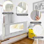 BABY JOY Bed Rails for Toddlers, 70'' Extra Long, Height Adjustable Kids Rail Guard w/Double Safety Lock for Convertible Crib, Folding Baby Bedrail for Twin Double Full Size Queen King Mattress, Gray