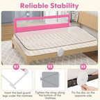 BABY JOY Bed Rails for Toddlers, 71'' Extra Long, Swing Down Bed Guard w/Safety Strap, Folding Baby Bedrail for Kids Twin, Double, Full Size Queen & King Mattress (71-Inch, Pink)