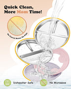 Stainless Steel Baby Plate with Suction, 8” Divided Toddler Plates with Removable Silicone Sleeves for Kids, Non-Toxic Non-Slip Unbreakable Dishwasher Safe Dinnerware Set of 2, Pink & Lilac