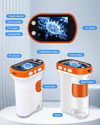 Microscope for Kids 1000x Magnification, 2.4-inch ScreenPocket Microscope with Photo and Video Recording (with Slide Kit) Portable Educational Gift