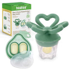 Haakaa Clover Baby Fruit Feeder Teether & Mini Freezer Nibble Tray – BPA-Free Silicone Breastmilk Popsicle Mold for Baby Teething Relief & Self-Feeding, 4M+ (Pea Green)