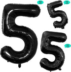 GOER Black Foil Balloons Number 5,Huge Number Balloons for 5th 15th 25th 35th 45th Birthday Party Supplies Anniversary Decorations (3 pcs,42 inch,32 inch,16inch)