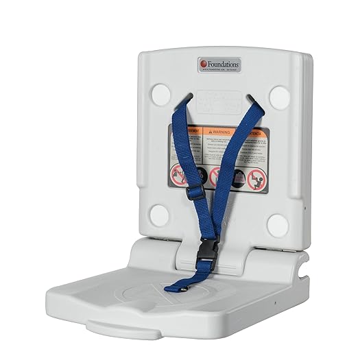 Foundations Toddler Wall Safety Seat for Public Restrooms, Compact Design, Durable & Easy to Clean Polyethylene, 5806086 - Light Gray