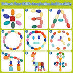 58PCS Montessori Wooden Stacking Rocks Toys Colorful Stacking Stones Building Blocks Games Sensory Toy for Toddlers Educational Learning Toys for 1 2 3 4 5 6 Years Old Kids