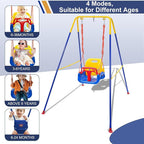 Toddler Swing Set, 3-in-1 Baby Swing Outdoor/Indoor, Toddler Swing&Jumper with Foldable Metal Stand, Baby Swing Outdoor for Aged 6 Months to 10 Years Old