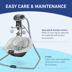Graco Simple Sway Baby Swing, Side‑to‑Side Sway, Infant Swing with 6 Speeds, Vibration, Abbington
