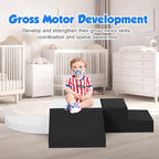 4-Piece Soft PU Leather Toddlers Climbing Toys, Baby Foam Climbing Blocks for Toddlers 3, Indoor Climb and Crawl Activity Play Set, Foam Play Gym Climbing Structures (Black and White)