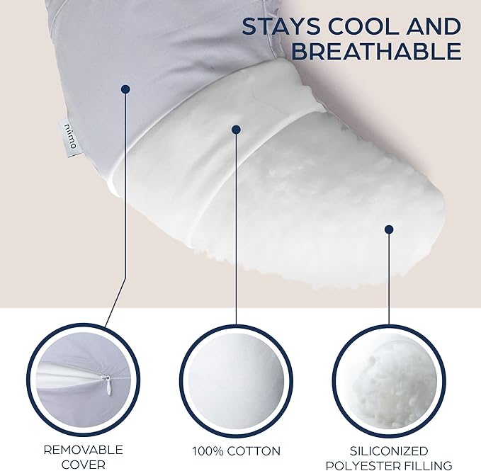 Niimo Nursing Pillow - 100% Cotton Breastfeeding Pillow Cover, Ergonomic Nursing Pillows for Breastfeeding, Machine-Washable Baby Pillow, Breastfeeding Pillows & Breastfeeding Essentials