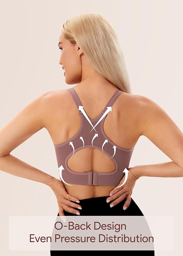 Angelhood Nursing Bras for Breastfeeding, Ribbed Nursing Sports Bra Yoga Maternity Bras Pregnancy Sleep Bralette