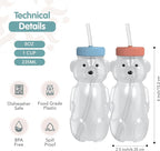 Honey Bear Straw Cup for Babies, 2-Pack Honey Bear Bottle with Travel Lid, Therapy Learning Honeybear Straw Cup, Baby Bottle Set, 8 oz, Blueberry Pie & Firetruck