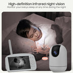 Smart WiFi Baby Monitor with Camera and Audio, 5.5” 1080P Wall-Mountable Display, 360° Pan & Tilt, HD Night Vision, Soothing Music, Multi-User Support, Two-Way Talk, Temperature & Motion Detection
