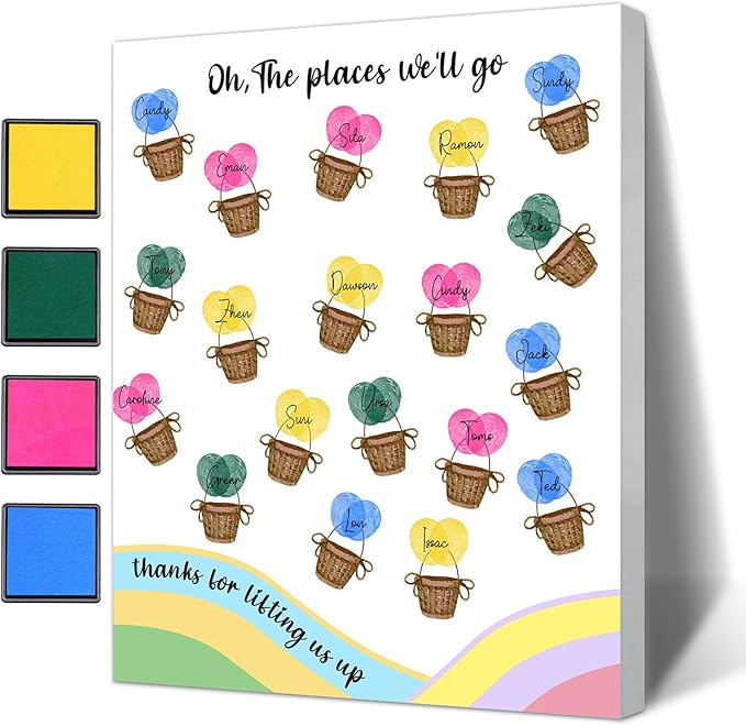 SHLINCO Teachers' Day Thank You Gifts, Suitable for Kindergarten, Primary and Middle School Classroom Souvenirs, Fingerprint Art Canvas DIY, Year-End Gifts for Class Teachers