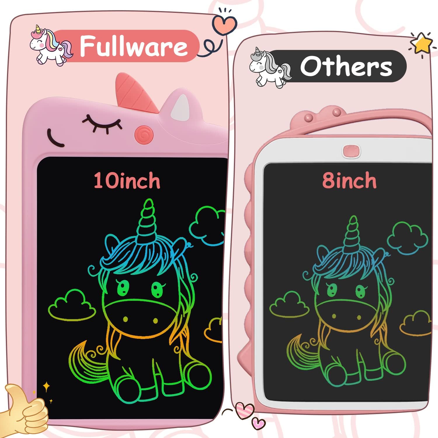 LCD Writing Tablet for Kids, 10 Inch Colorful Drawing Board, Learning Educational Toddler Toys Gifts for Kids, Drawing Tablet Gift for Boys Girls 3 4 5 6 7 8 Years Old (Pink-Unicorn)
