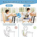 Toddler Booster Seat for Dining Table Kitchen Chair, Waterproof Non-Slip with Backrest & Adjustable Straps, Portable PU Travel Baby Kids Booster Seat Cushion
