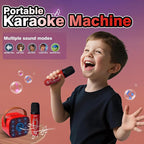 Mini Karaoke Machine for Kids Birthday Gifts 4 5 6 7 8 9 10 11 12 Year Old Girl Boy Singing Electronic Toys Bluetooth Speaker with 2 Wireless Mics Fun Voice and LED Lights Christmas Party