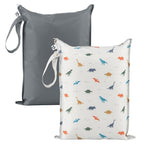 Tiny Twinkle Mess-Proof Waterproof Wet Dry Bag | 2-Pack Reusable Wet Bags for Swimsuits & Baby Clothes | Leakproof Wet Bag for Travel & Diaper Changes for Baby (Dinosaur)