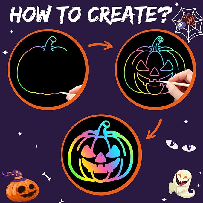 ZMLM Scratch Paper Art-Crafts Gift: 2 Pack Rainbow Notebooks Supplies Toys for 3 4 5 6 7 8 9 10 Years Old Girls and Boys Kids Halloween Birthday Party Games