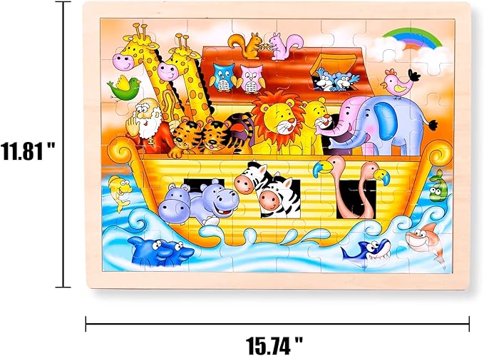 Noah Jigsaw Puzzles for Toddlers Age 3-5, 48pcs Preschool Educational Learning Toys Sets Gift for Baby Infants Boys and Girls (Noah's Ark…)