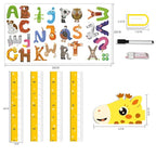 Kids Growth Chart Height Measure Wall Decal Animal Alphabet Stickers Giraffe Design Removable Wall Decorations