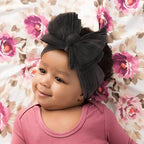 Baby Bows Headbands Nylon Hairbands Baby Girl Bows Hair Accessories for Infant Toddler Essentials(Black White Beige, mid)