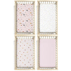 Plushii 4 Pack Fitted Crib Sheets for Baby Girls, 28"x 52" Extra Soft Microfiber Crib Sheet Set for Standard Crib & Toddler Mattress Pad,Pink Sheep