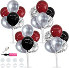 TONIFUL 4 Set Burgundy Red Black Silver Balloon Stand Centerpiece Table Decorations for Graduation Decoration 2025,Christmas Party Decoration,Halloween,New Year's Eve,Anniversary,Birthday Decorations