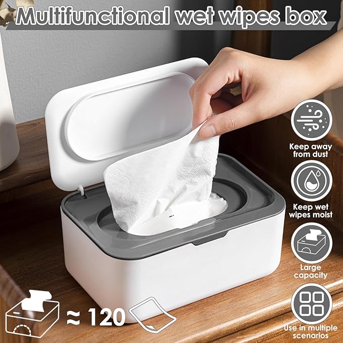 2Pack Wipes Box Dispenser Baby Wipe Container Wipe Dispenser For Bathroom Sealing Design Keeps Fresh Easy Open Dustproof Wet Tissue For Home