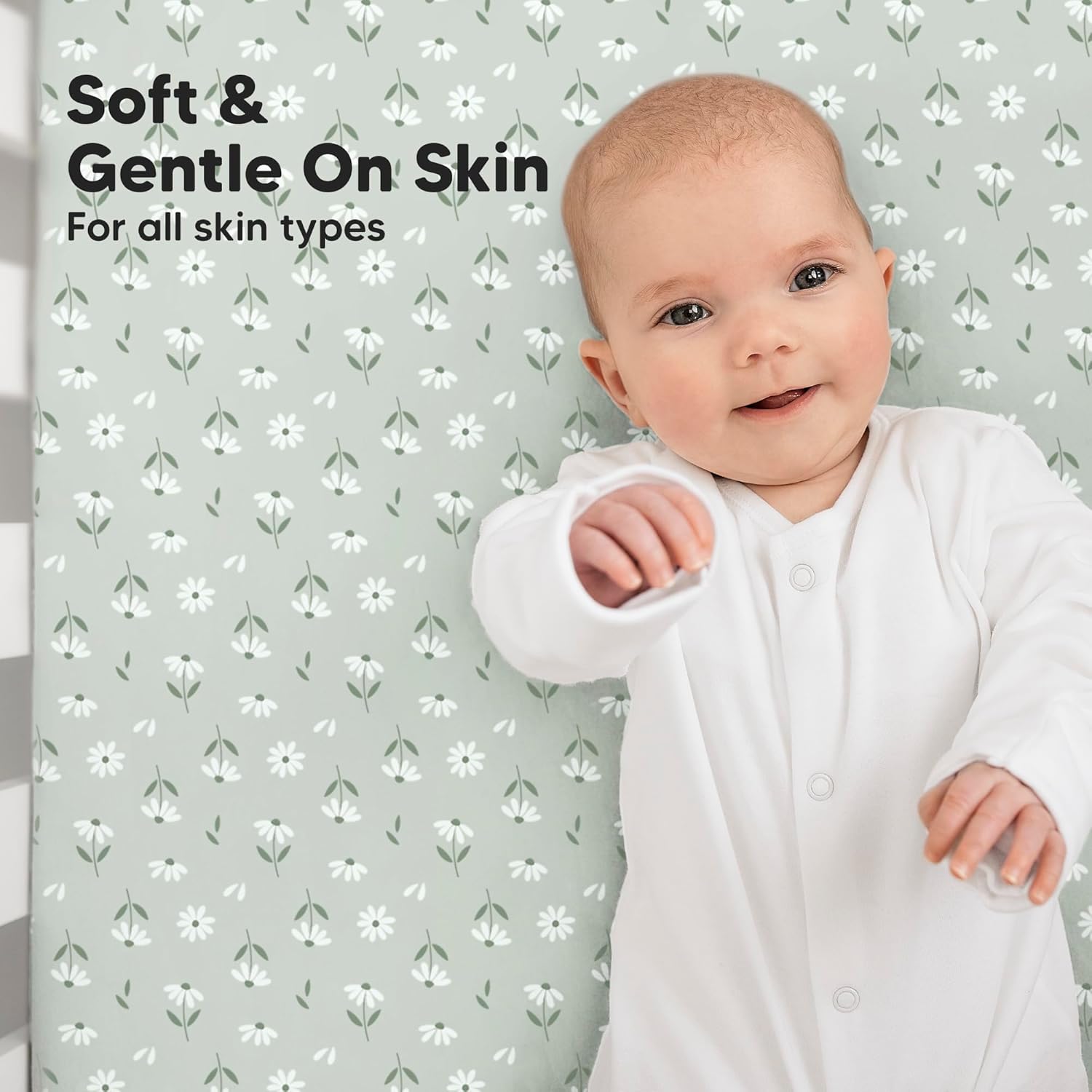 KeaBabies 2-Pack Baby Crib Sheets for Boys, Girls - 52x28 Viscose Derived from Bamboo Toddler Bed Sheets Neutral, Fitted Crib Mattress Cover for Standard Baby Bedding, Soft & Cozy (Daisies)