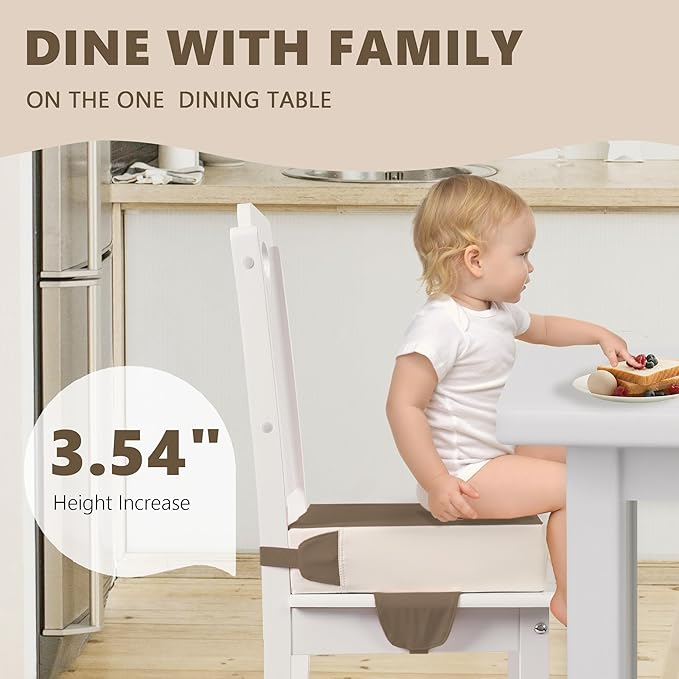 Booster Seat for Kitchen Chair with Adjustable Straps, Toddler Booster Seats for Dining Table Portable for Travel Camping Eating, Booster Cushion for Table for Baby Child Infant Kid Boy Girl